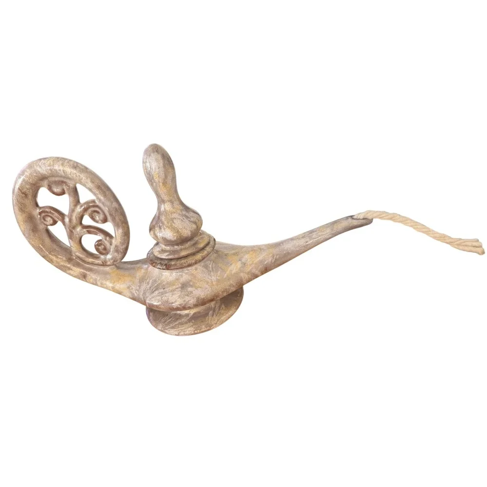 Bill and Vive Mohl Ceramic Genie oil Lamp Marbleized Tan Gold Glaze with Wick